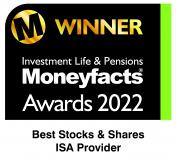 Moneyfacts award for best stocks and shares ISA provider 2018-2022