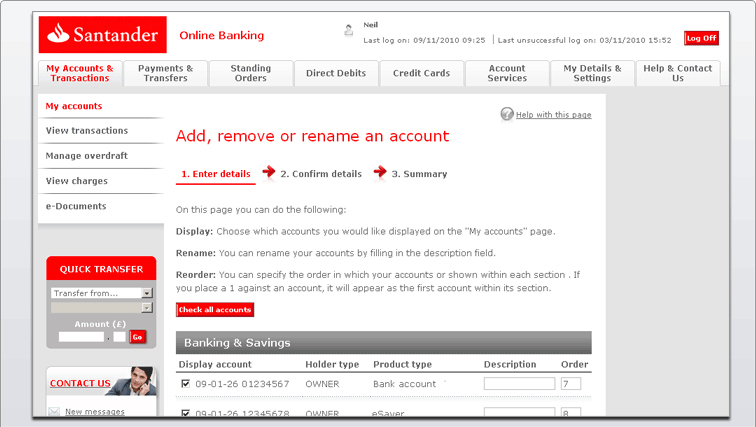 Santander Online Banking Demo