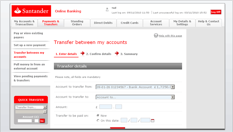 Santander Online Banking Demo