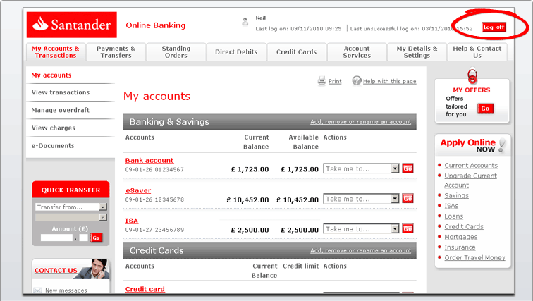 Santander Online Banking Demo