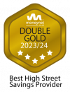 Moneynet double gold award for best high street savings provider 2023-2024