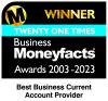 Moneyfacts award for best business current account provider 2003-2023