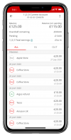 Santander mobile app current account screen shows in and outgoings