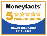 Moneyfacts 5-star product rating for Travel Insurance 2017 - 2026