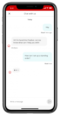 Santander mobile app chat with us screen