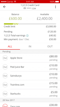 Mobile app updates - pending credit card transactions