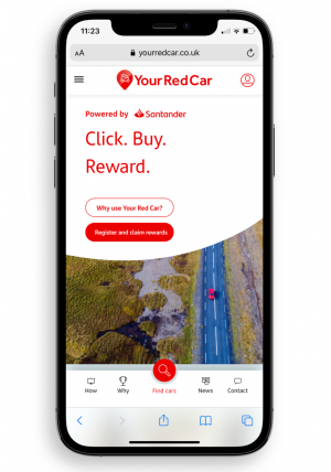A mobile phone showing the Your Red Car website.
