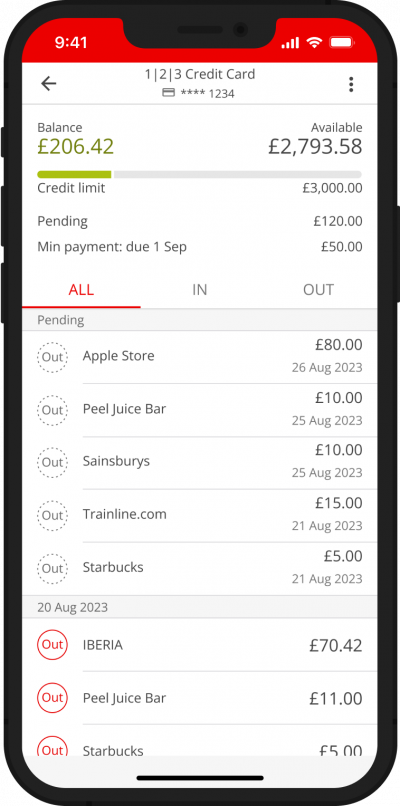 Santander transaction details in Mobile Banking app.