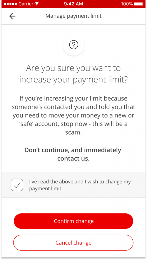 Manage payment limit Santander UK