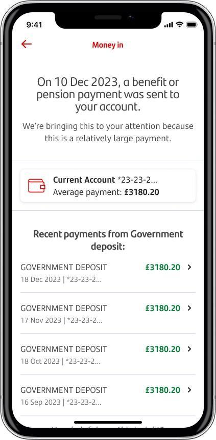  A breakdown of money coming into Santander bank account