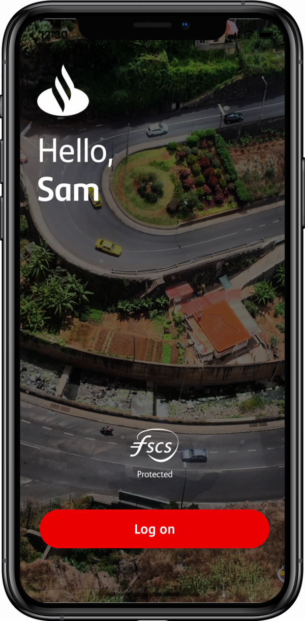 iPhone front.png "Our new welcome page includes a hello to you plus a log on button."