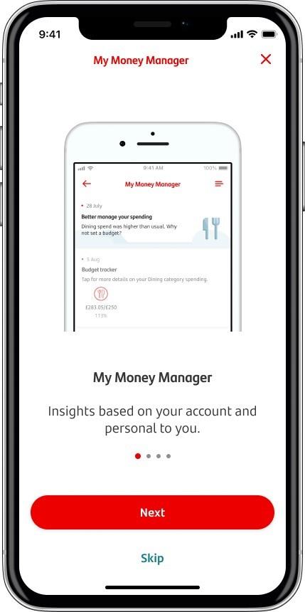 The My Money Manager intro screen explains how this part of the app works