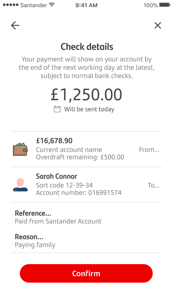 Making a payment Santander UK