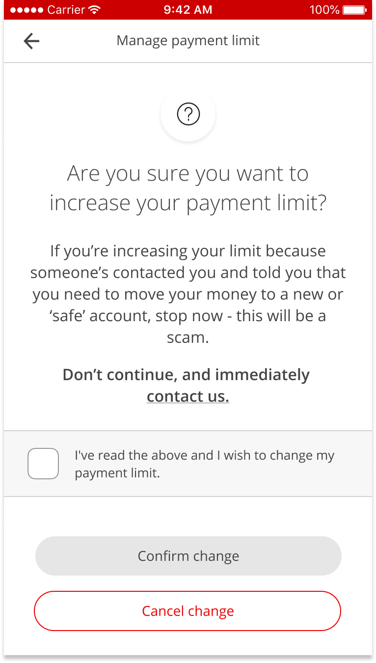 Manage payment limit Santander UK
