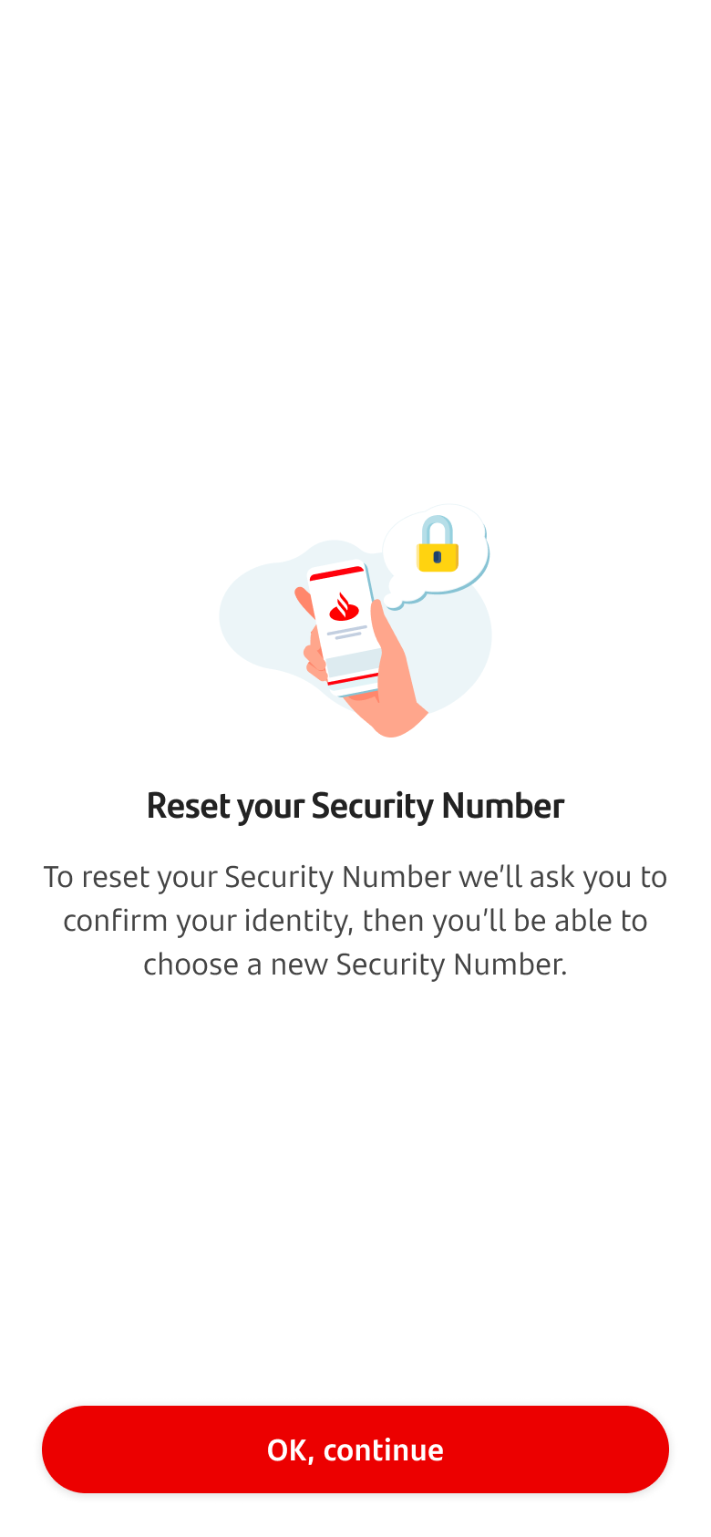 Reset your Security Number screen