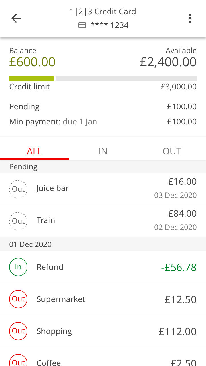 "Your current balance and available credit is shown at the top. In addition you can see your credit limit and recent transactions. - Green – indicates that you are below 80% of the credit limit. - Amber – indicates that 80% of the credit limit has been used. - Red – indicates that your credit limit has been exceeded. A popup will also be shown. You will also be able to see pending transactions. These are payments you’ve made that haven’t yet fully processed."