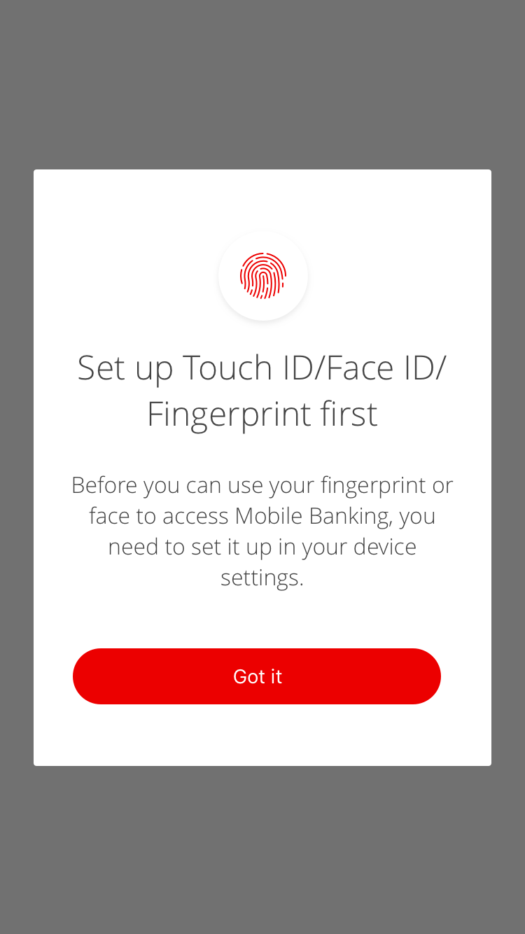 If you haven’t got Face ID/Touch ID/Fingerprint log on set up on your device, you will see this message.