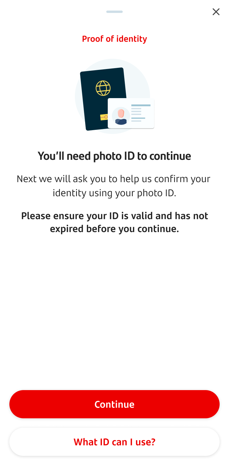 1.12_ID intro.png Proof of identity screen