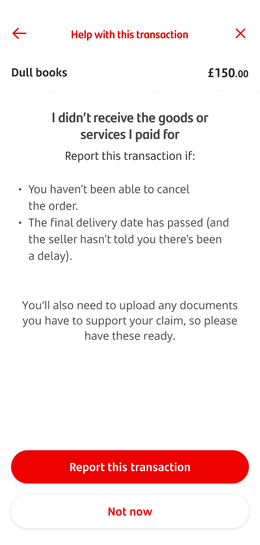 Help with this transaction screen, showing a 'Report this transaction' button.