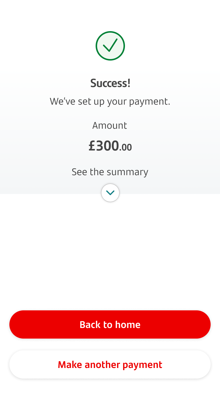 8-COP - Payment complete.png Success screen showing summary of new payee added to the account.