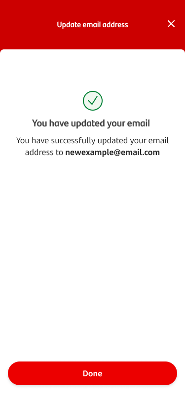 An example of confirmation that your email address has been updated.