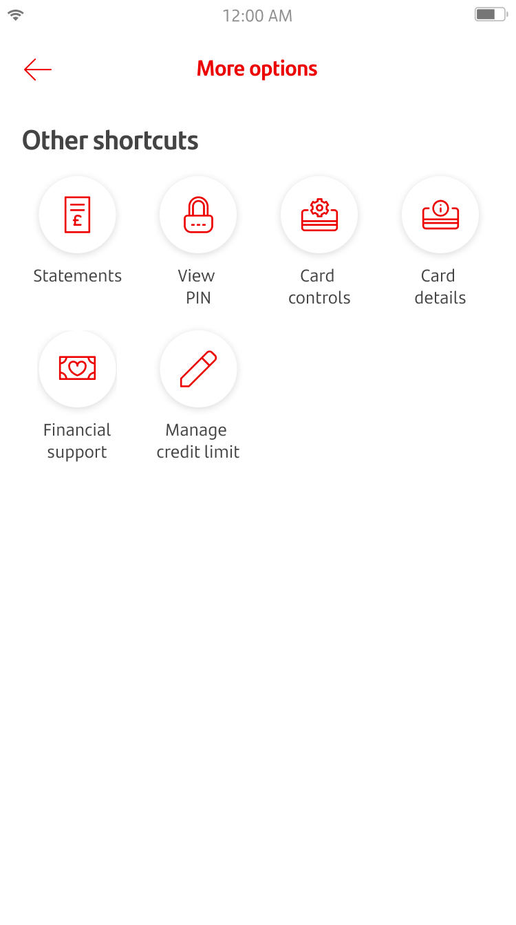 The ‘more options’ menu. There’s a button called ‘Manage credit limit’