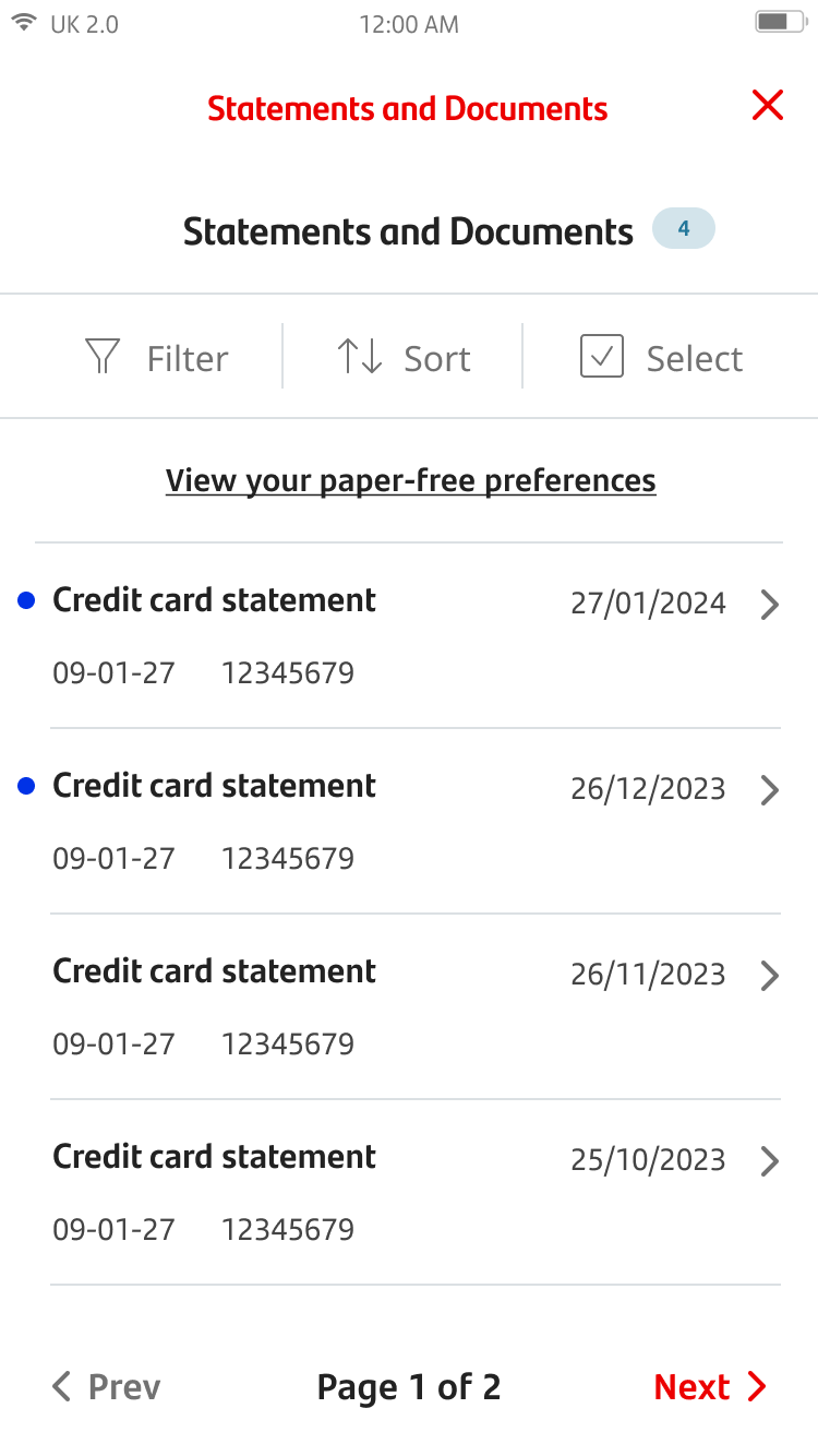 Account information screen 9.png Statement and documents screen