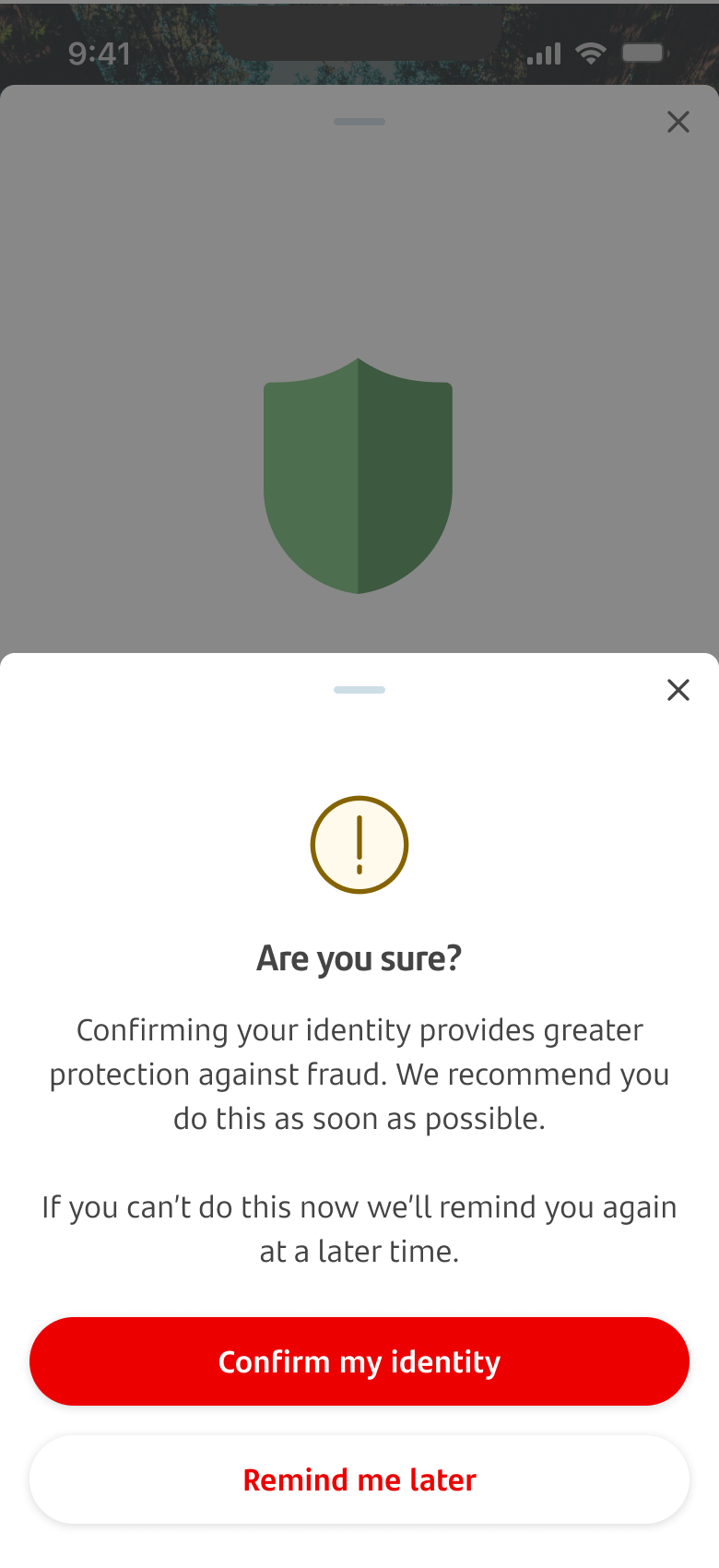 Are you sure.png Identifying you screen asking the customer to confirm their ID.