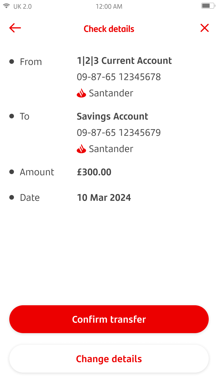 Making a Transfer screen 6.png Screen with confirmation transfer details.