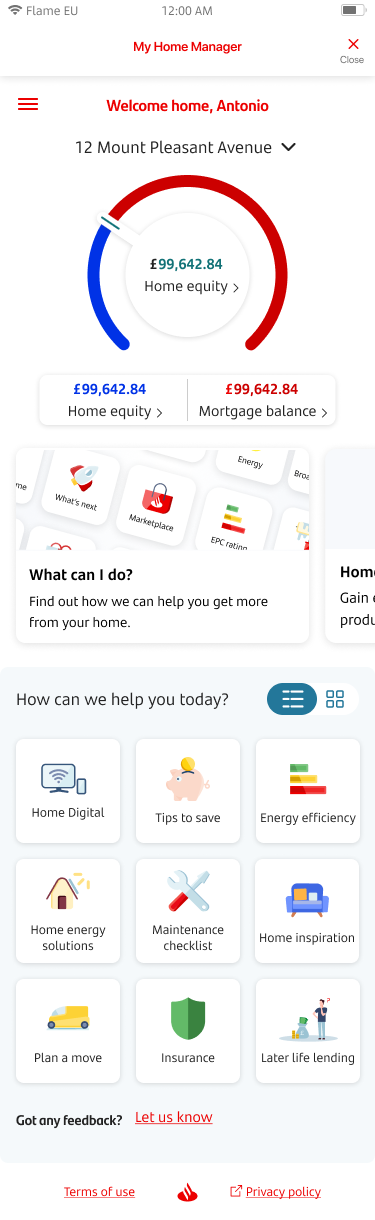 My Home Manager screen