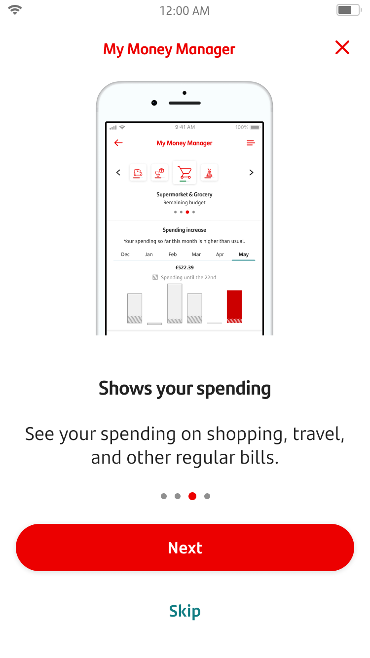 My Money Manager screen 4.png Demo screen for My Money Manager about spending