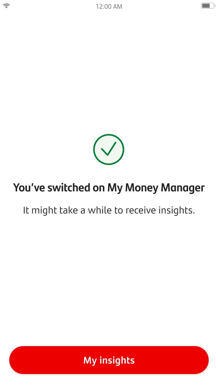 My Money Manager screen 7.png Screen to confirm My Money Manager is switched on