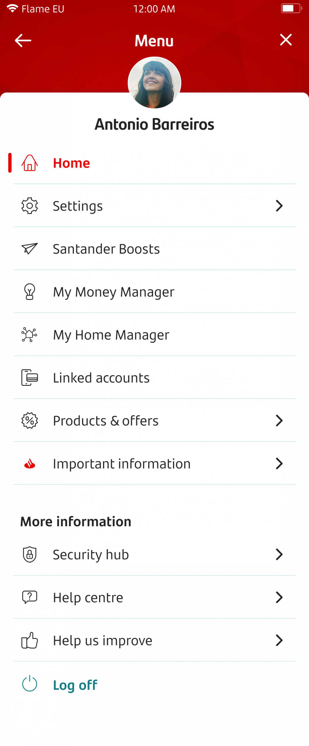 Open Banking Screen 2.png Home menu screen