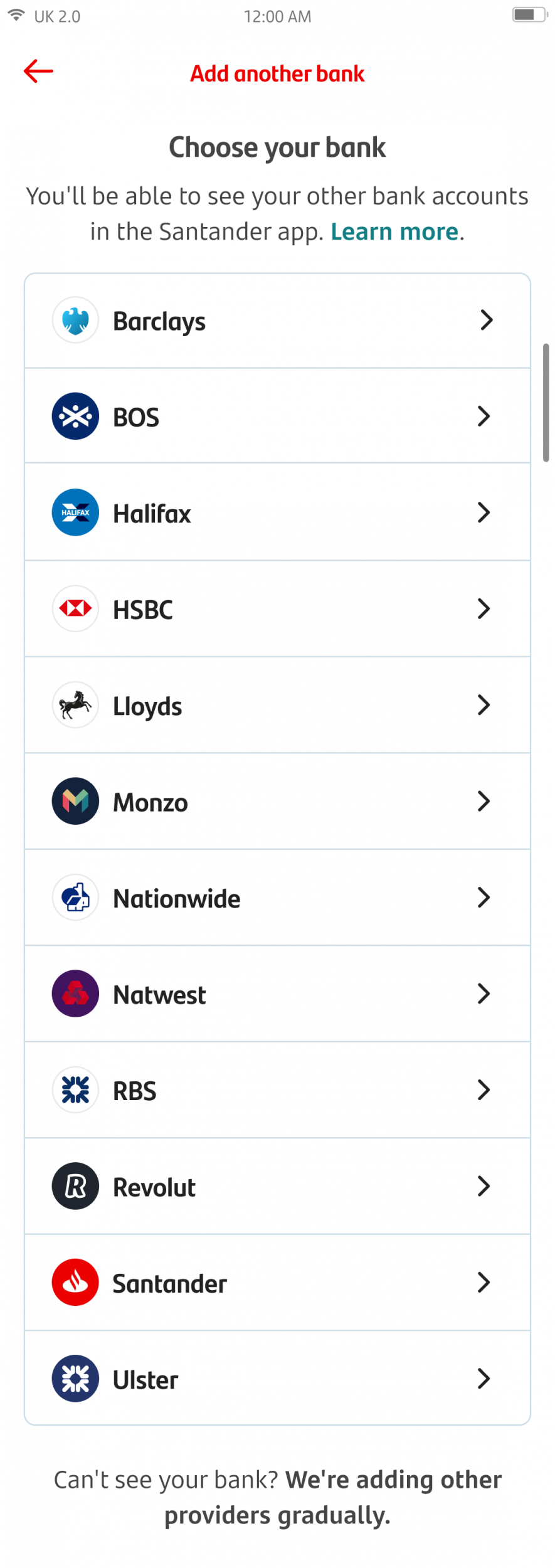 Open Banking Screen 4.png Add another bank screen