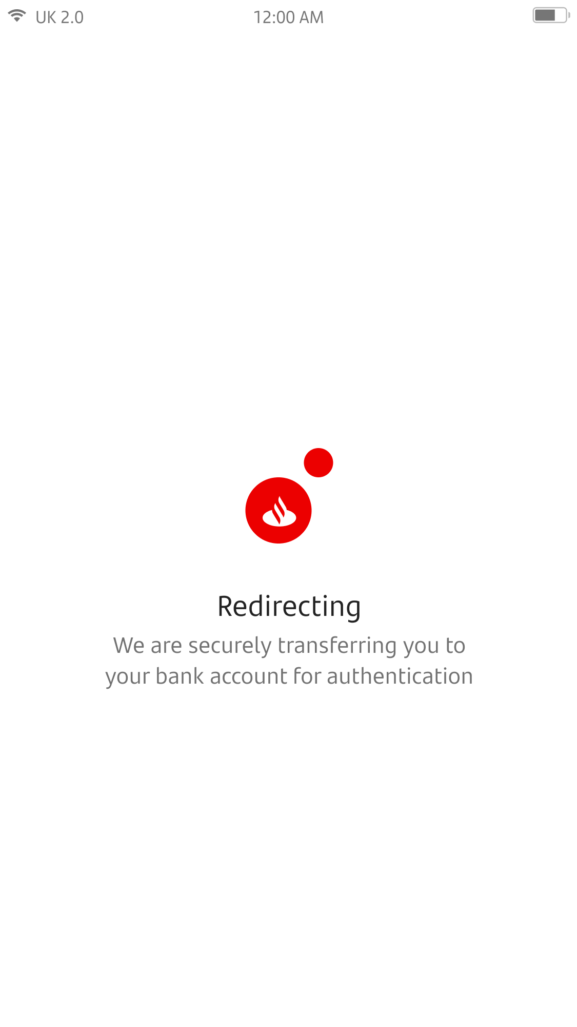 Open Banking Screen 8.png Redirecting screen.