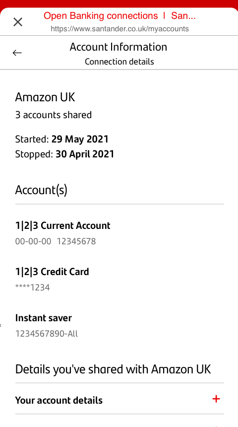 Summary of a single third-party Open Banking connection in Mobile Banking. Summary of a single third-party Open Banking connection in Mobile Banking.